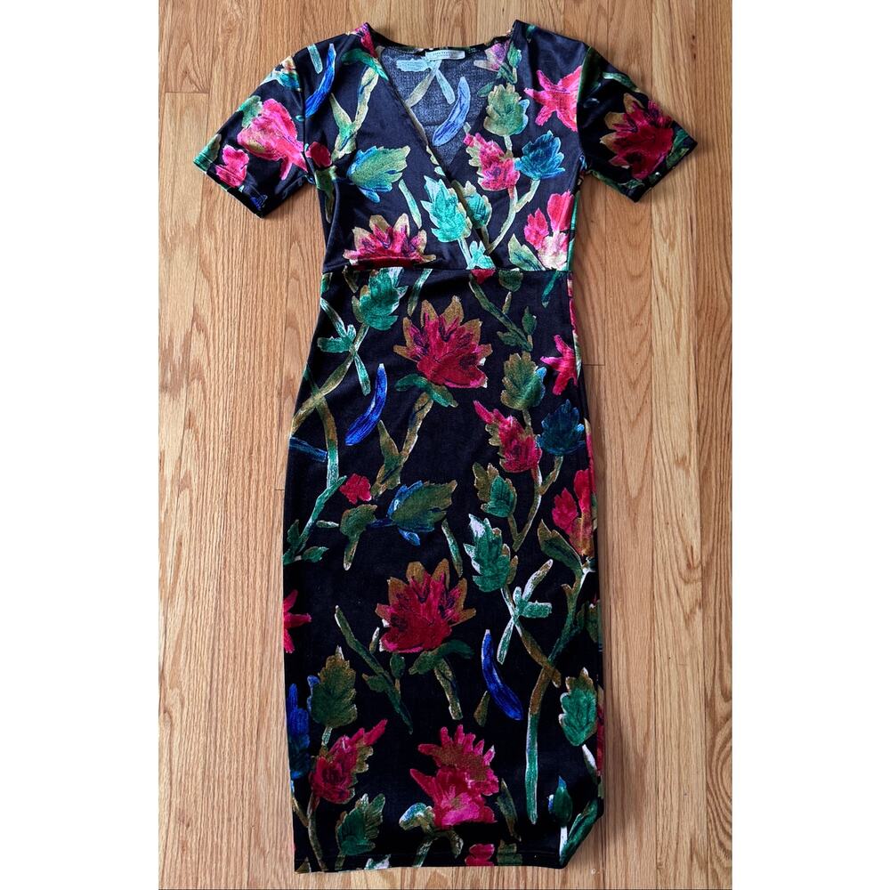 Zara Trafaluc | Black Floral Fitted Dress
